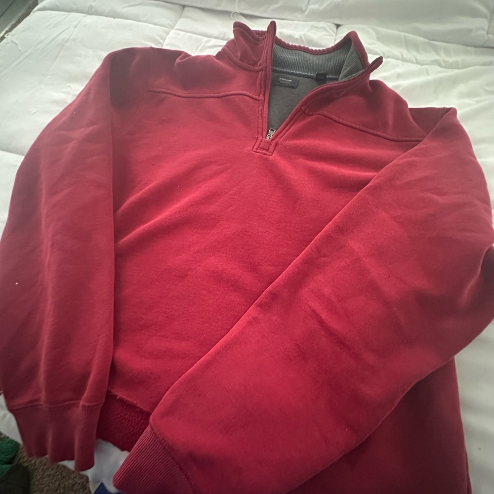 Arrow Men's Burgundy Red Zip-Up Sweater size Large